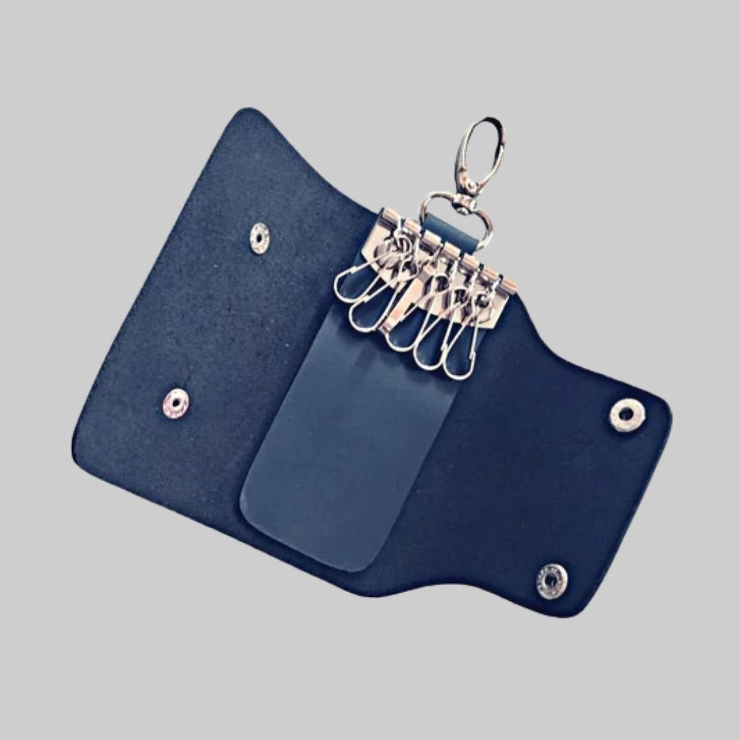 Leather Key Holder - Navy Key Pouch