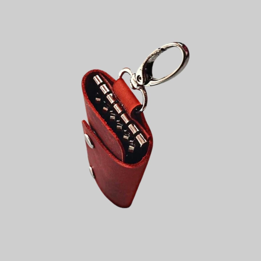 Leather Key Holder - Rust Key Pouch