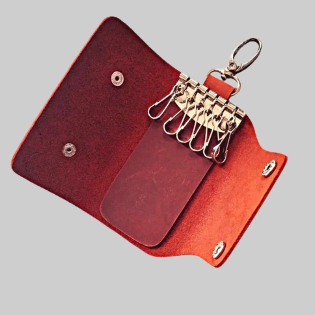 Leather Key Holder - Rust Key Pouch