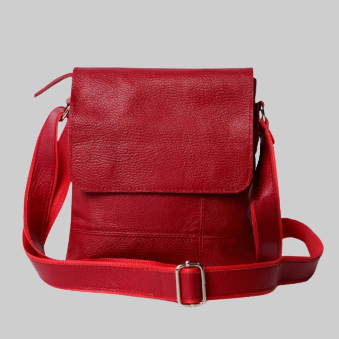 Women's Crossbody Bag Red Leather Strap