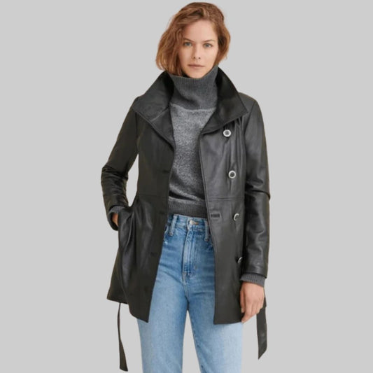 Women's Leather Trench Coat