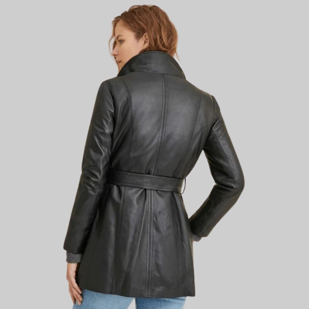 Women's Leather Trench Coat