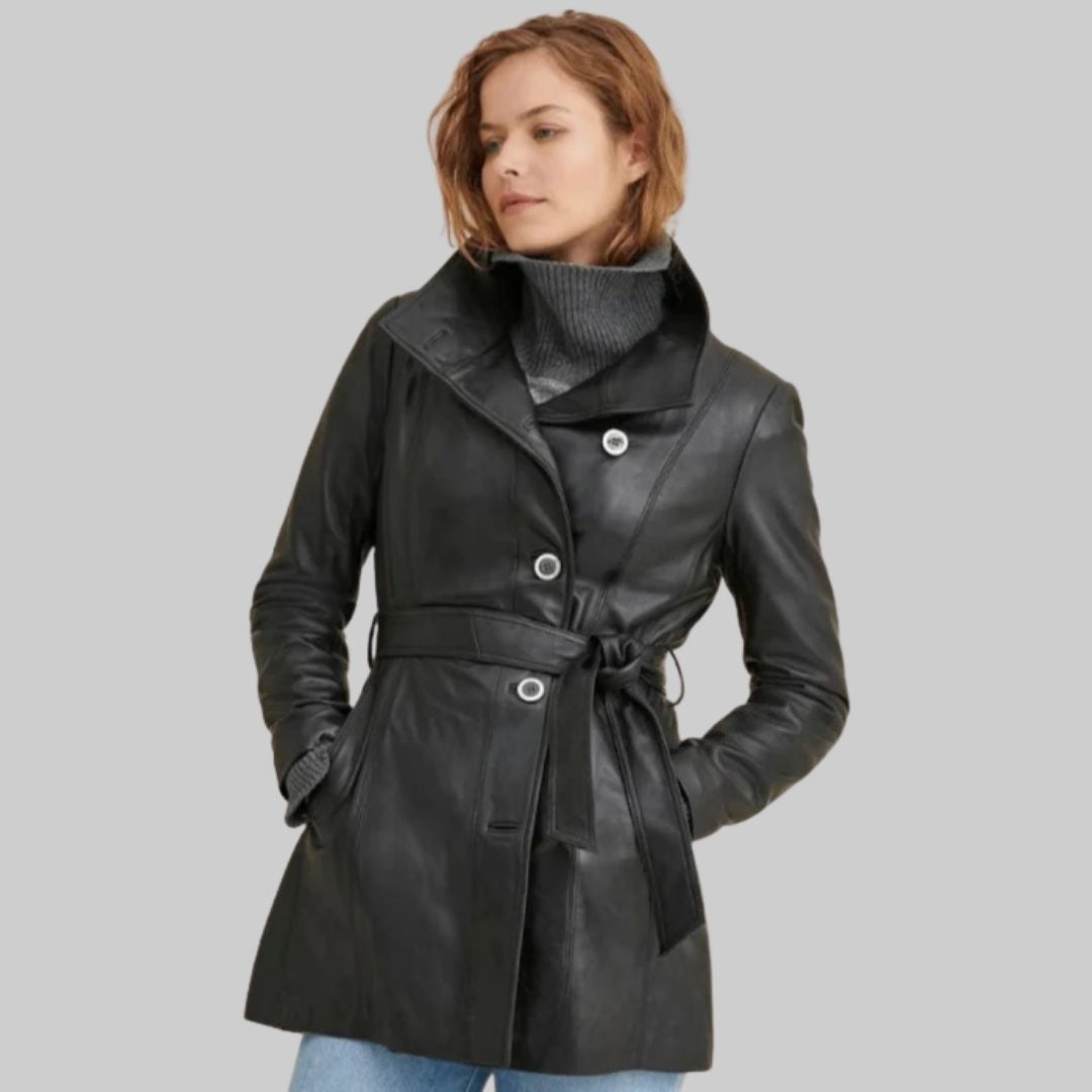 Women's Leather Trench Coat