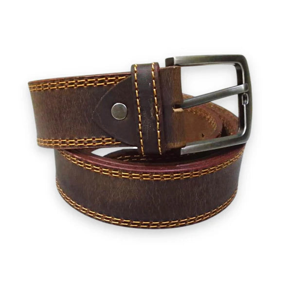 Buffalo Brown Casual Belt - Double Stitched 40mm Wide Buffalo Brown Casual Belt