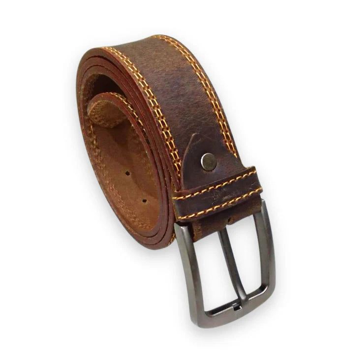 Buffalo Brown Casual Belt - Double Stitched 40mm Wide Buffalo Brown Casual Belt